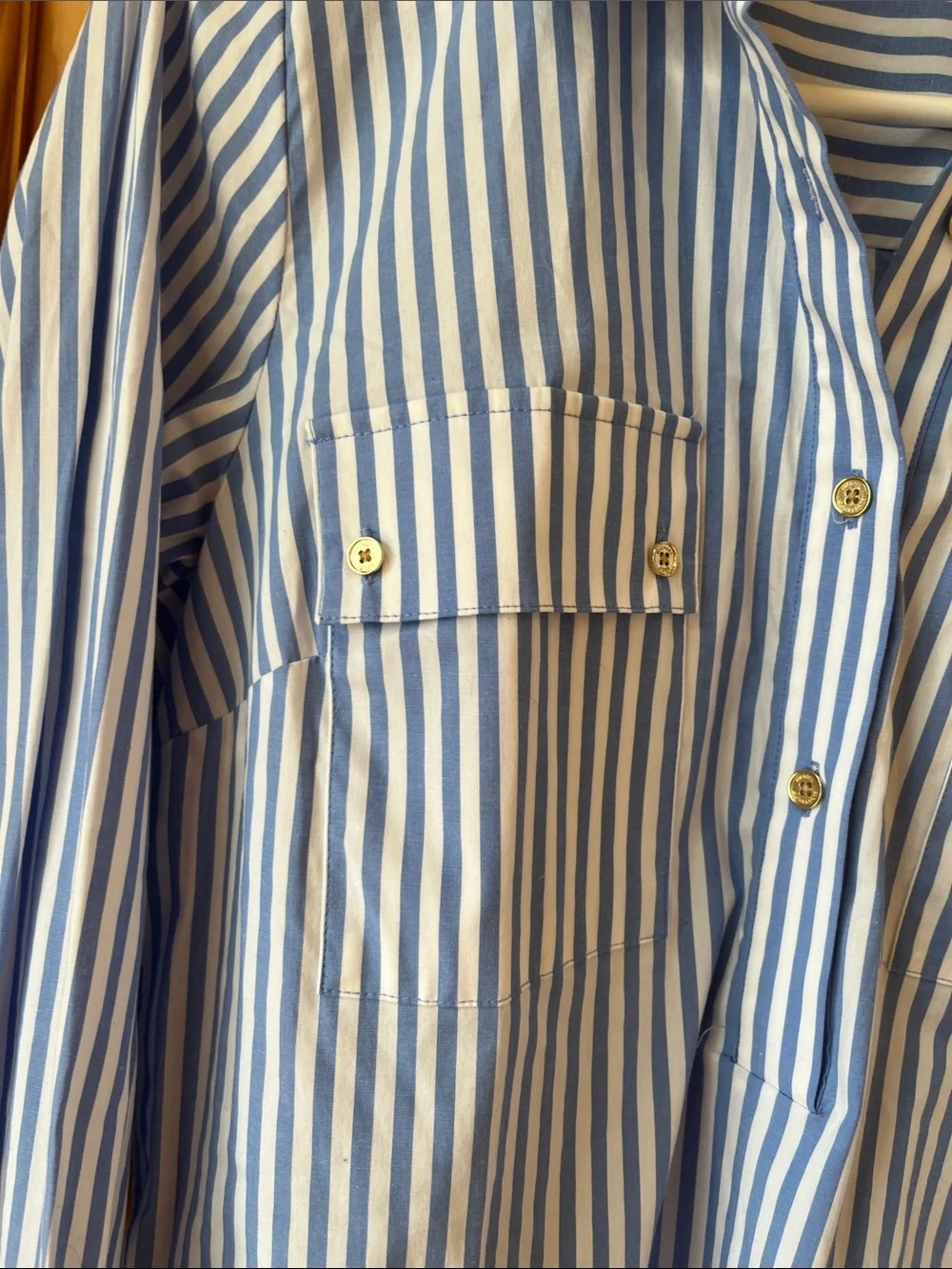 Michael Kors Blue & White Striped Tunic Shirt/Beach Coverup - Size Large